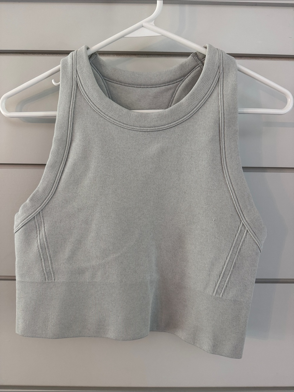 DSG Cropped Ribbed Tank Top - Light Gray